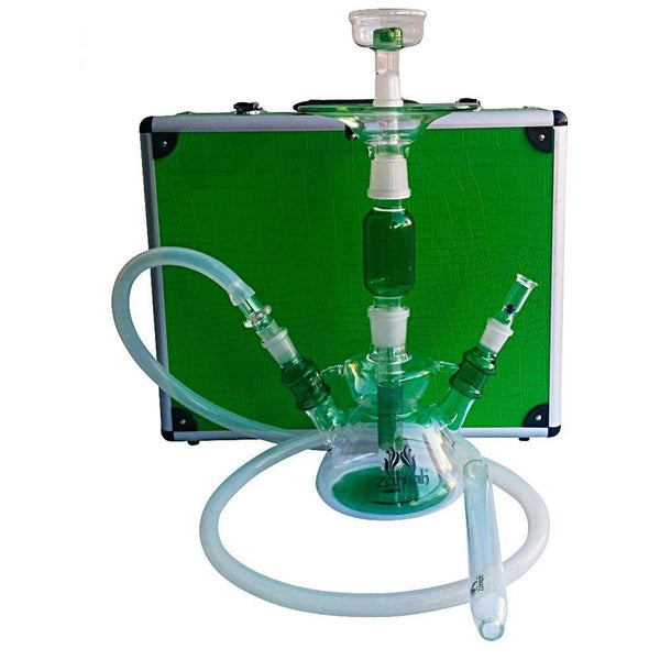 Zahrah All Glass Hookah With Case (Green)